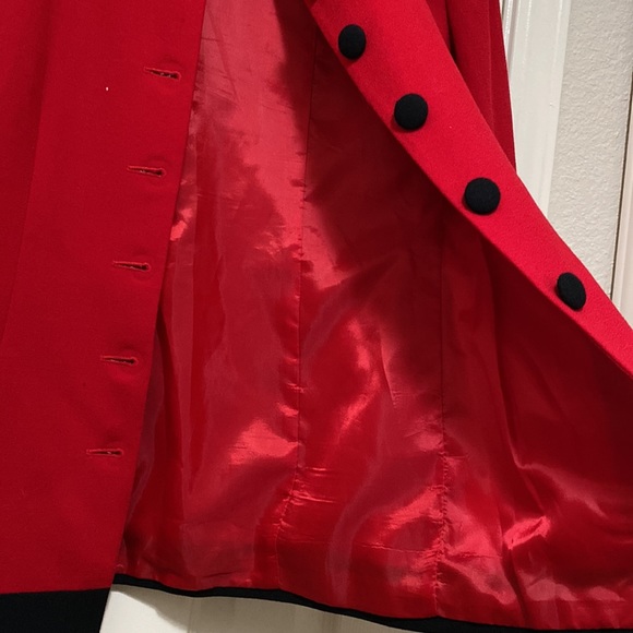 Vintage Authentic Christian Dior Wool Red Coat with Black Buttons - Picture 14 of 15